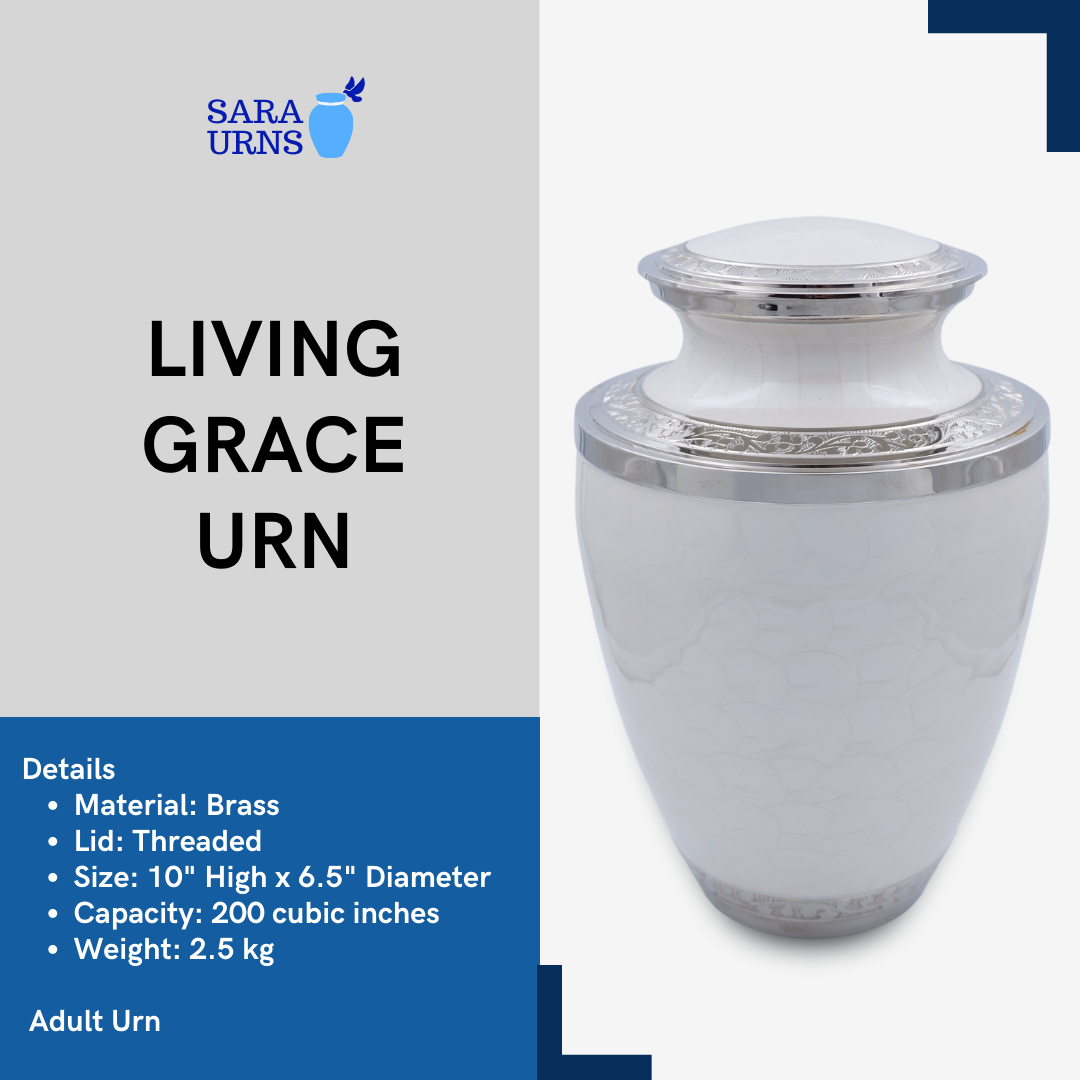 Living Grace White Metal Urn Description