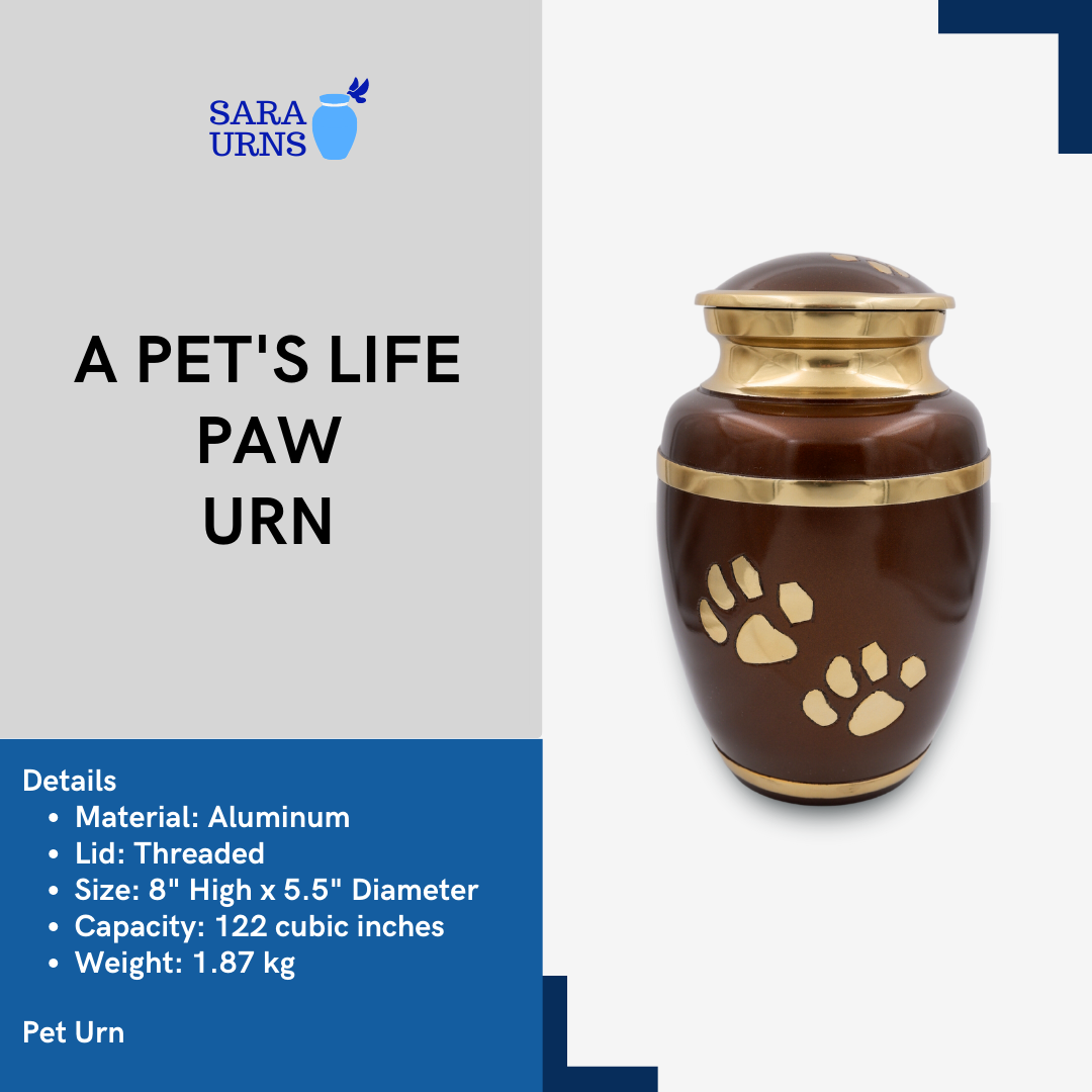 A Pet's Life Paw Aluminum Metal Pet Urn