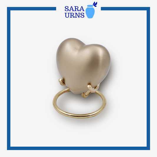 Gold Heart Brass Metal Keepsake Urn