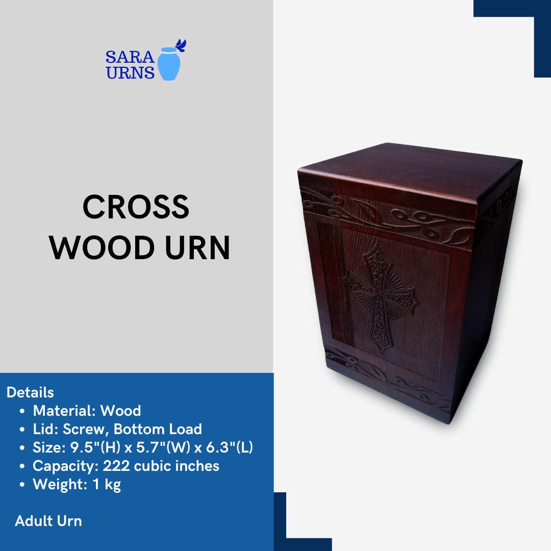 Cross Wood Urn Description
