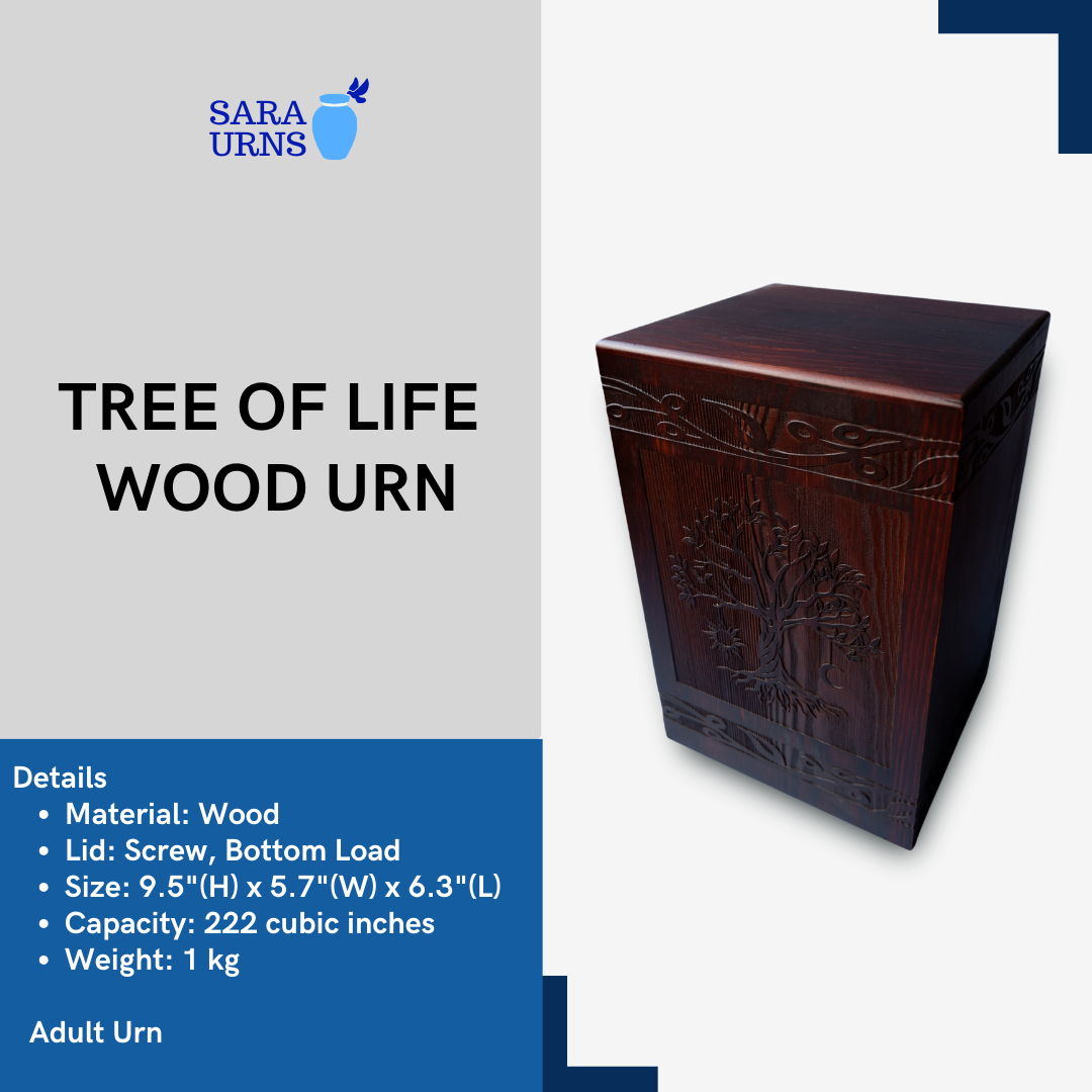 Tree of Life Wood Urn Description