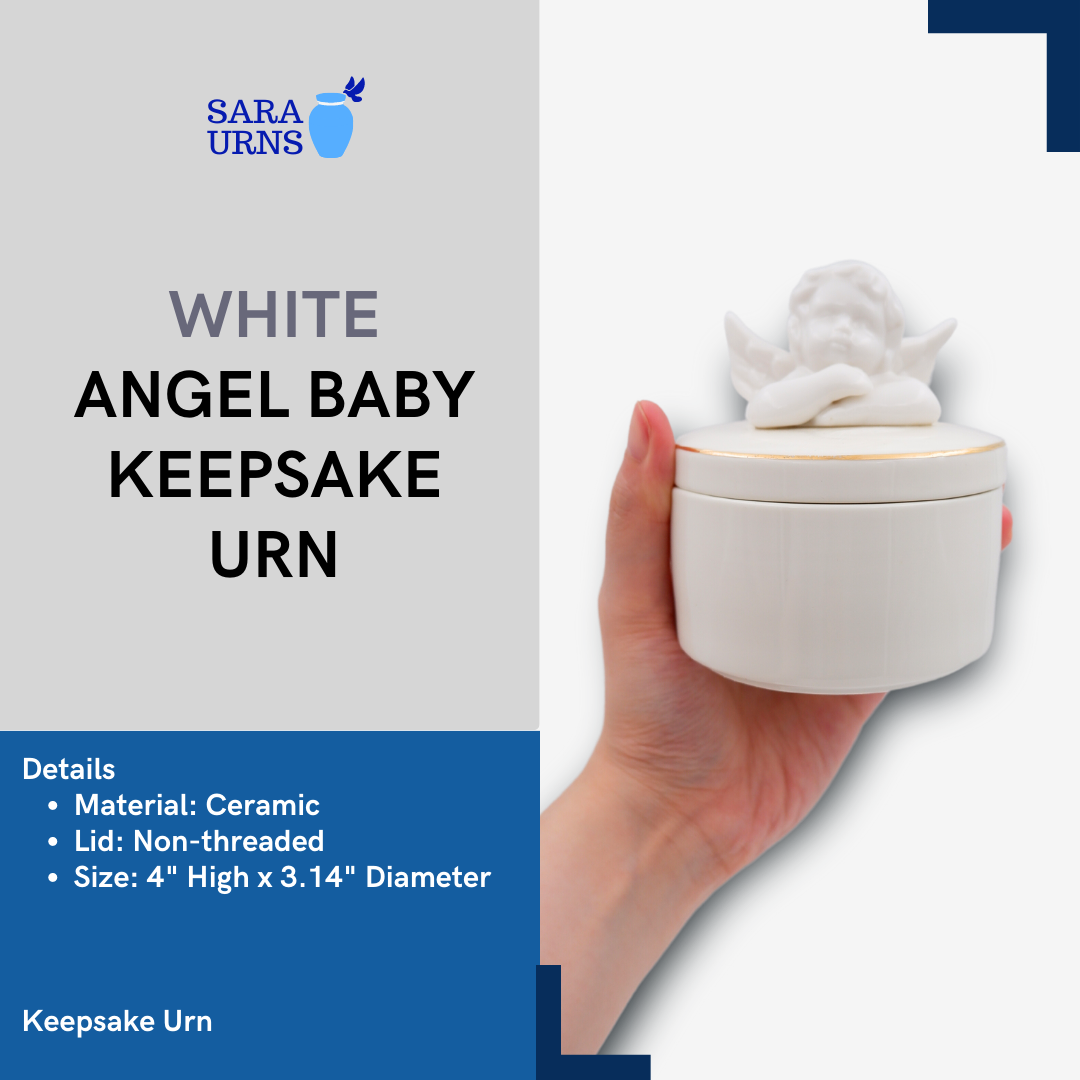 White Angel Baby Ceramic Keepsake Urn