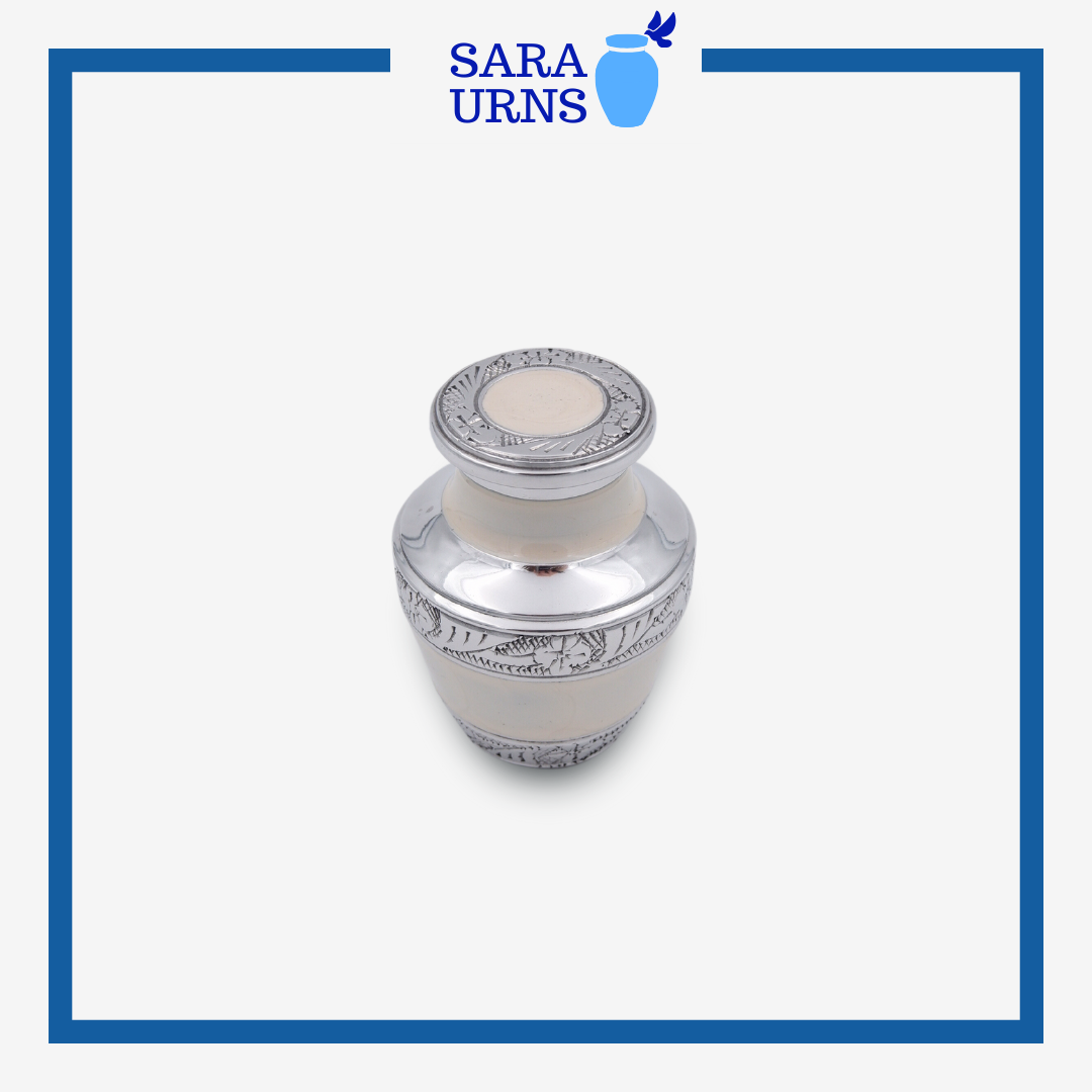 White Paradise Metal Keepsake Urn