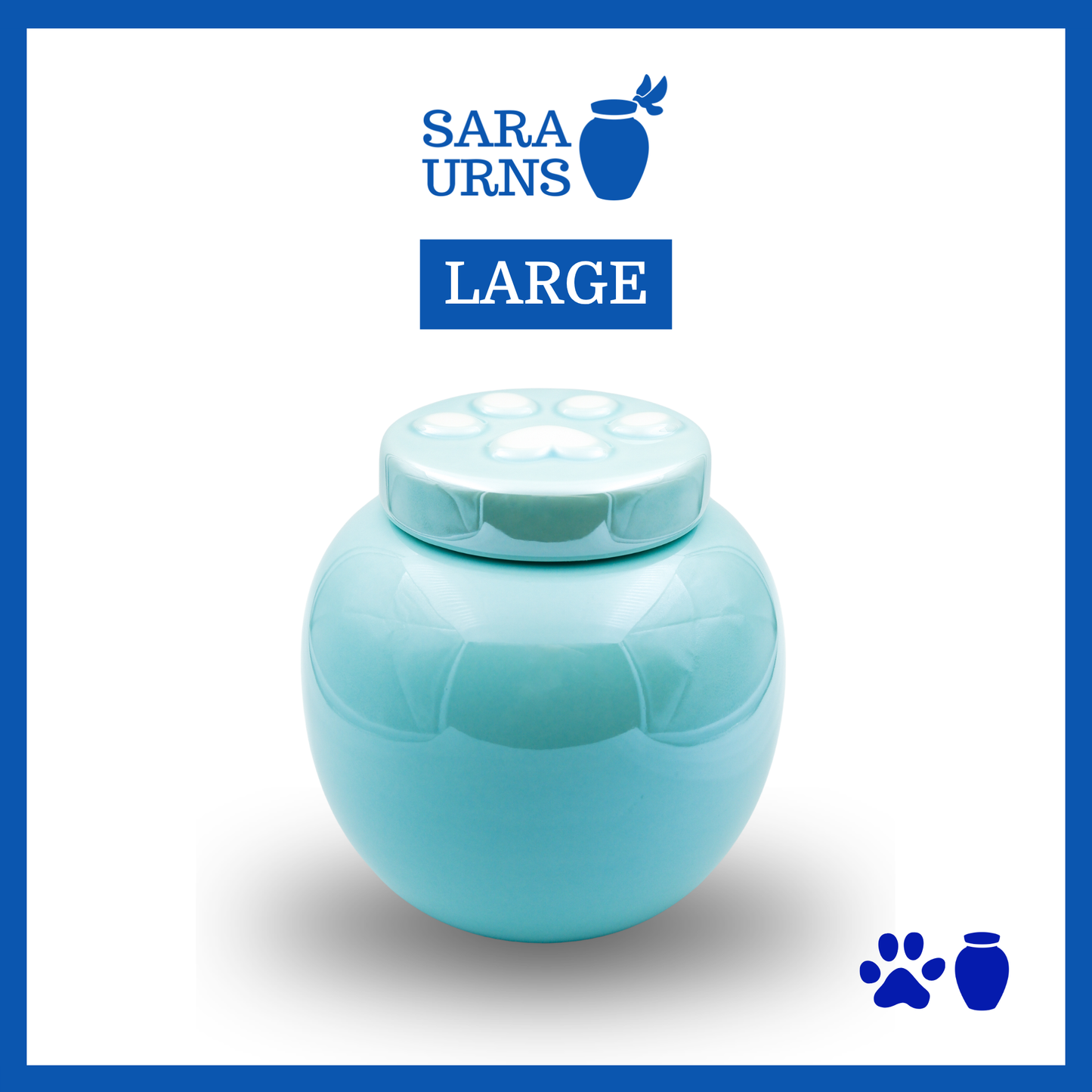 Blue Pearly Paws Ceramic Pet Urn