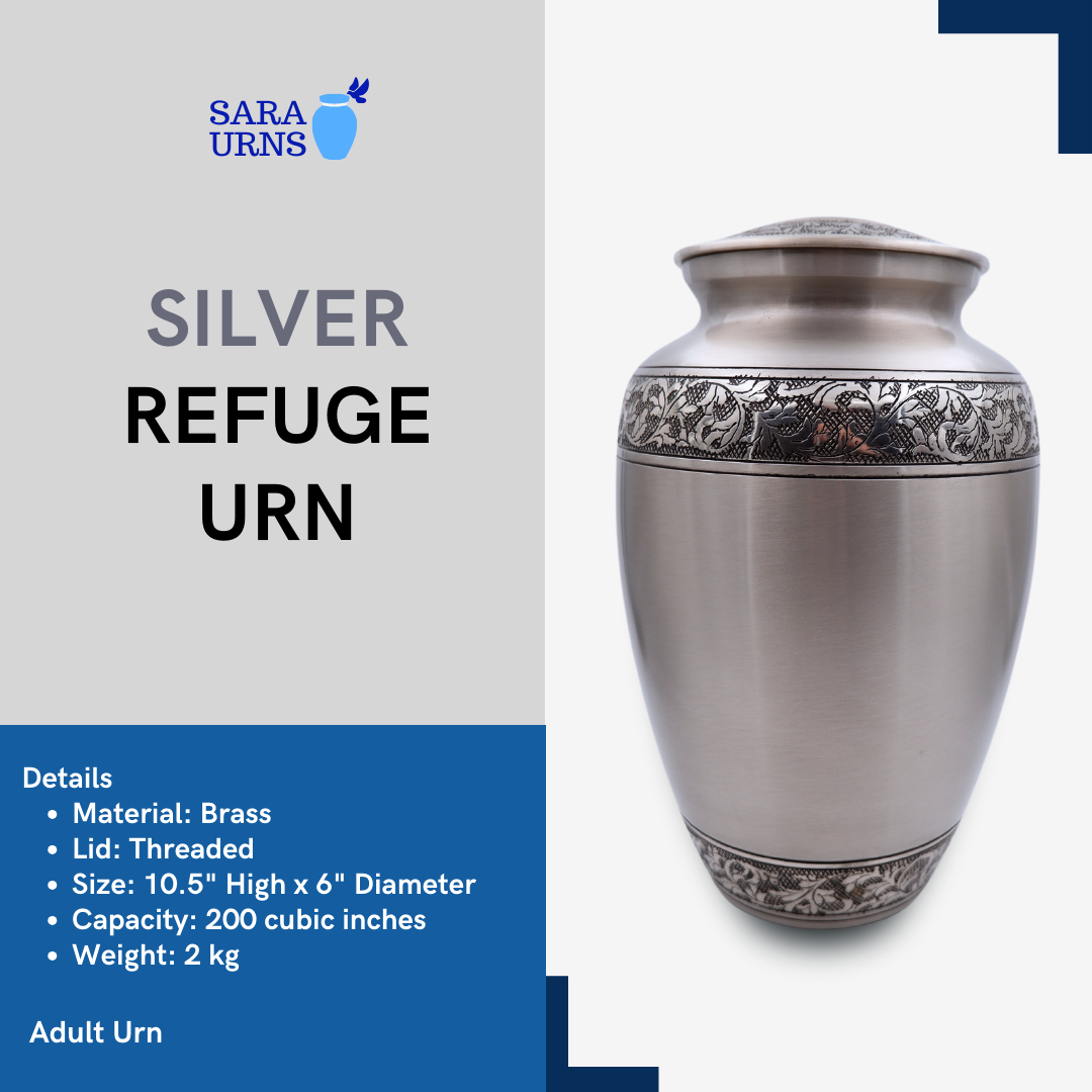 Silver Refuge Brass Metal Urn