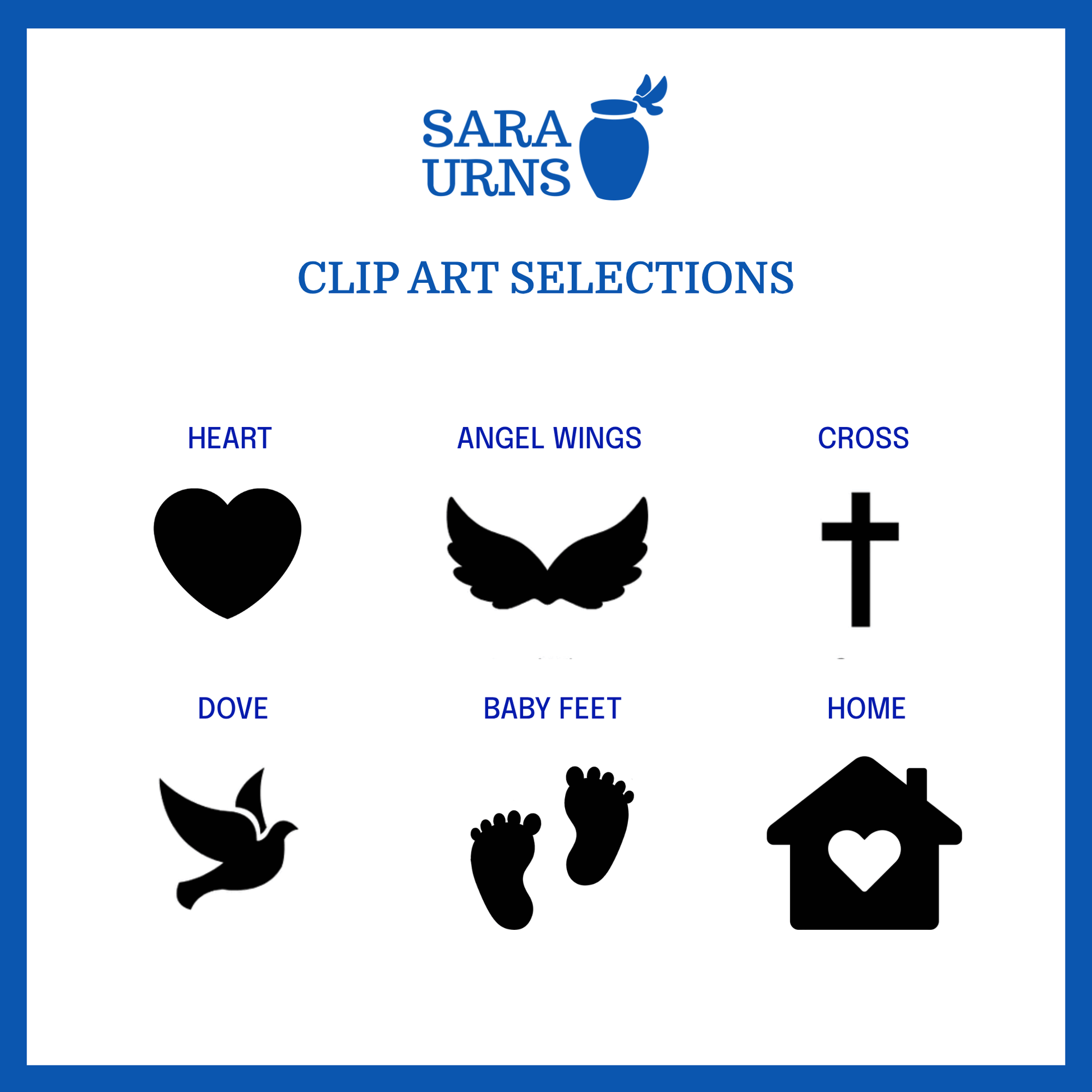A selection of 6 clipart designs for the custom name decals.