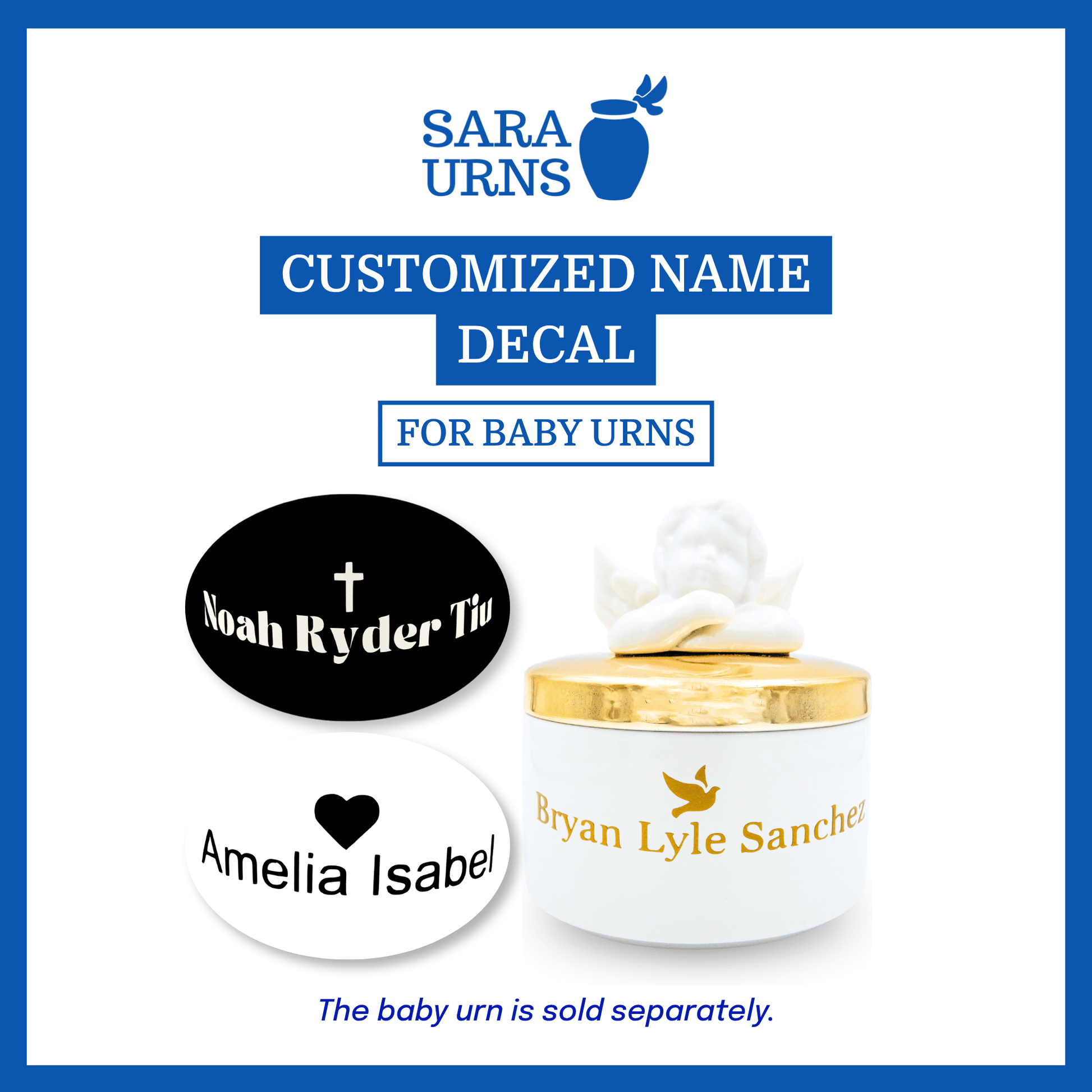 A gold and silver pet urn nameplate that is showcased against a white background.