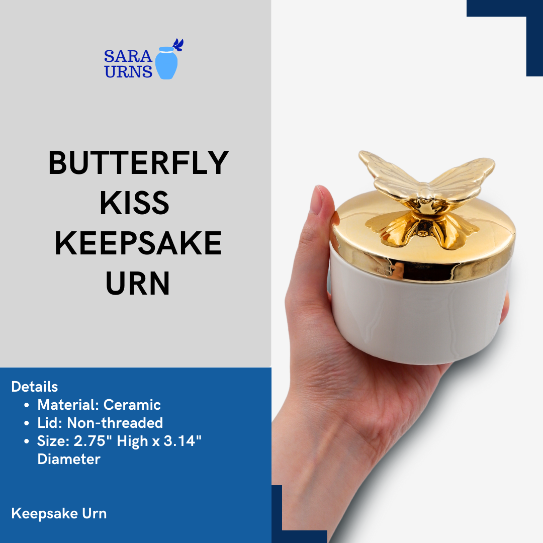 Butterfly Kiss Ceramic Keepsake Urn