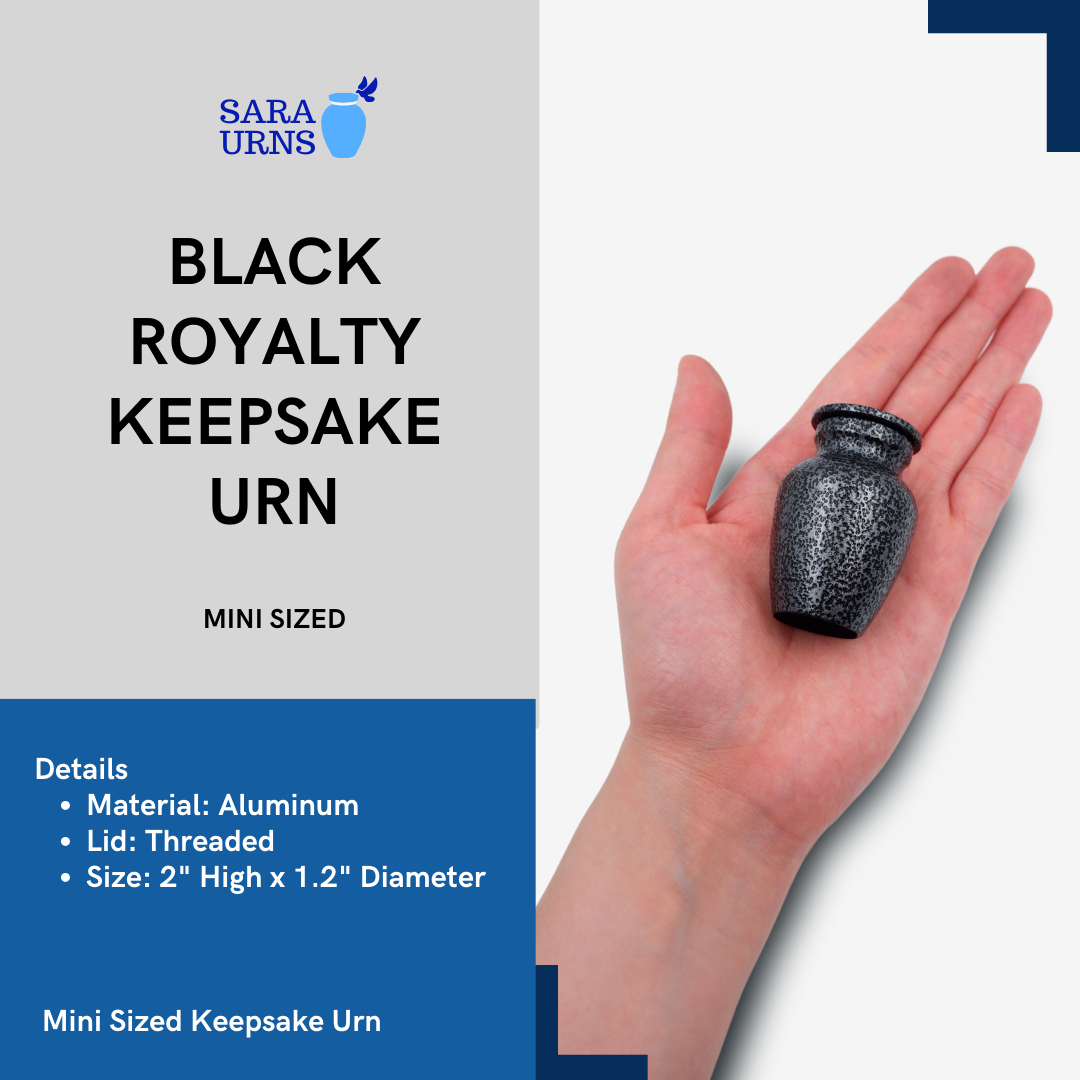 Black Royalty Mini Metal Keepsake Urn