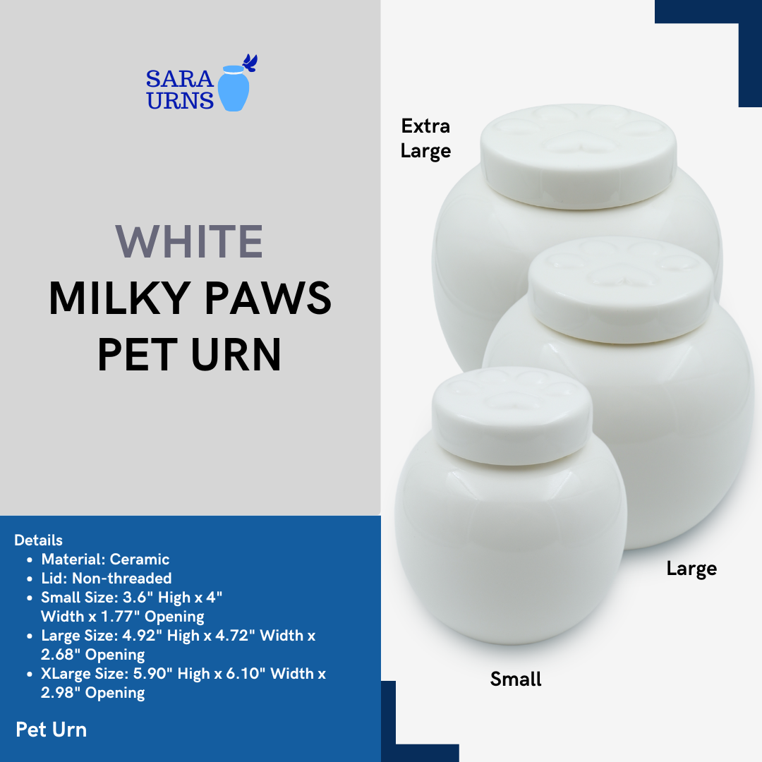 White Milky Paws Pet Urn