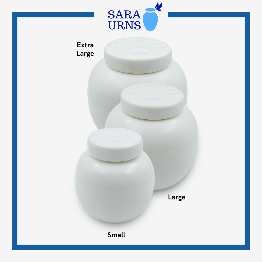 White Milky Paws Pet Urn