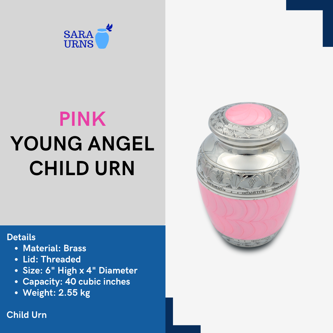 Pink Young Angel Child Brass Metal Urn
